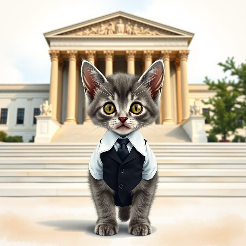 Gray Kitten in Black Suit Approaches Supreme Court