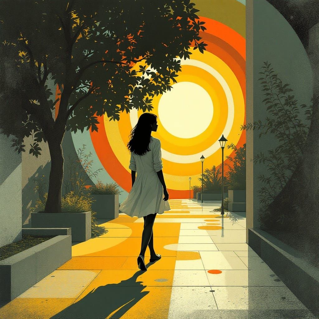 Woman in Retro Mid-Century Modern Design