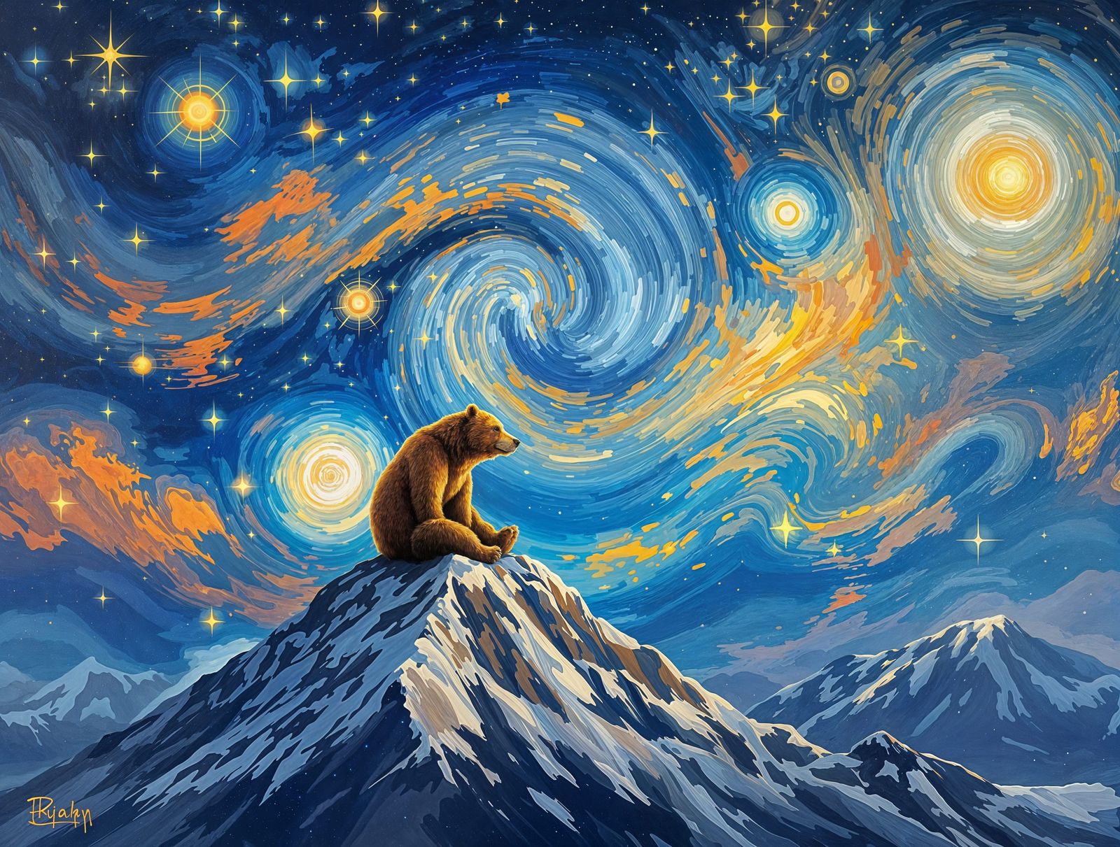 Vibrant Bear in Cosmic Sky