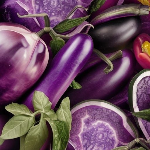 Amethyst and Aubergine Gemstone Vegetable Still Life