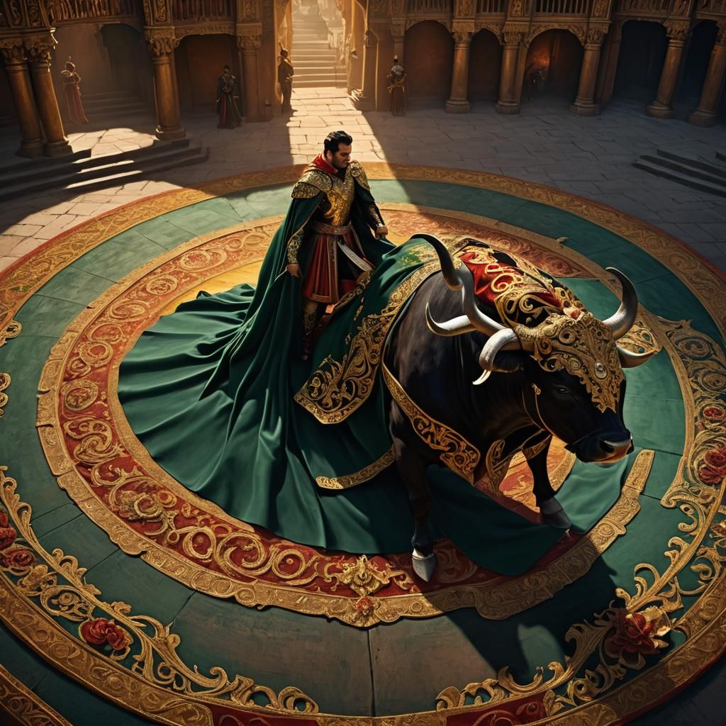 Matador with Cape in Ornate Arena