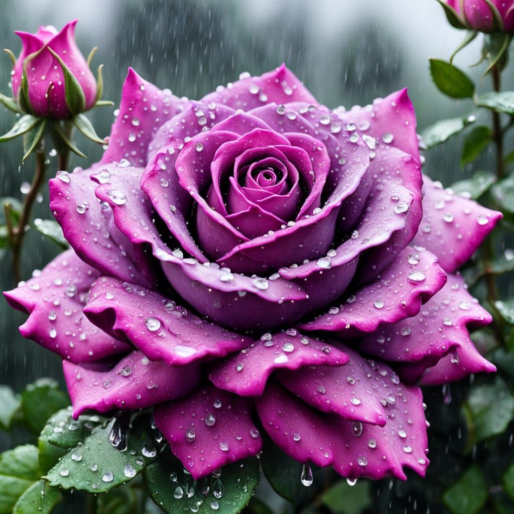 Sugar Rose Bathed in Crystalline Rain