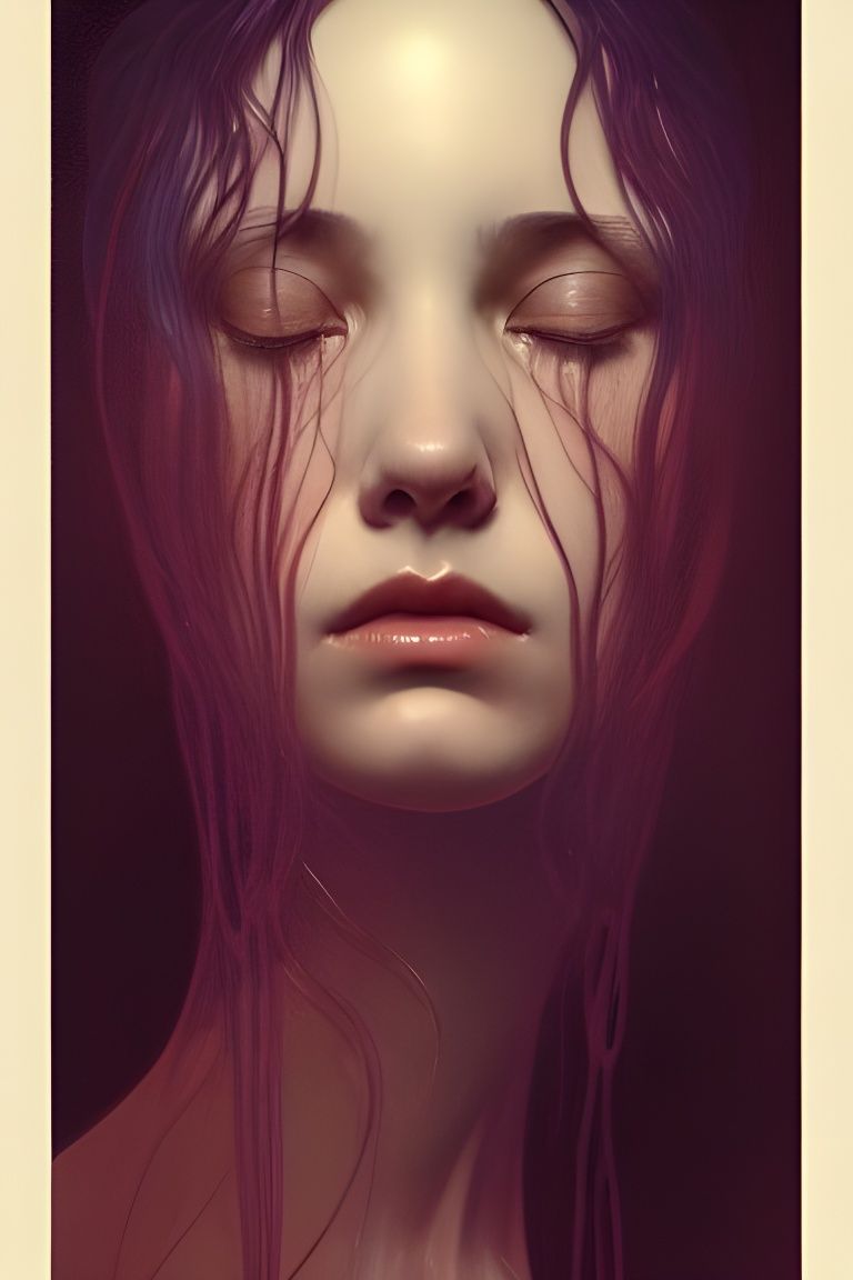 Woman Turning to Dust: Digital Watercolor Portrait