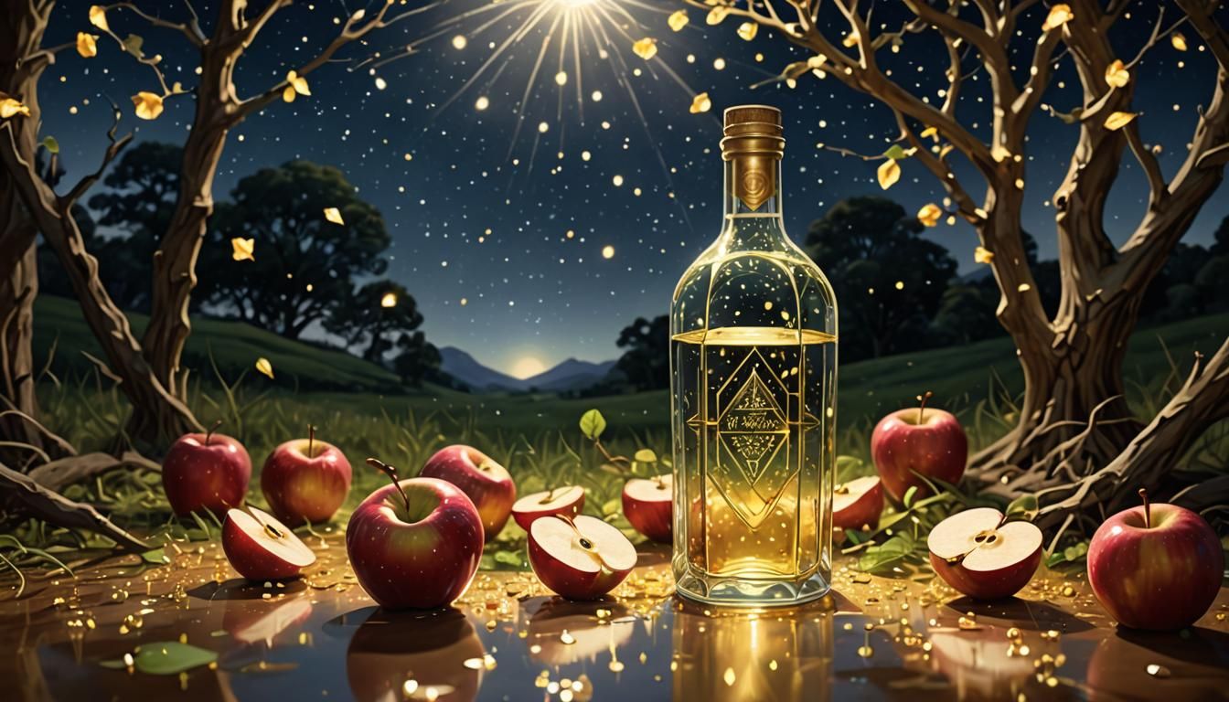 Mystical Bottle of Life Radiating Light and Energy