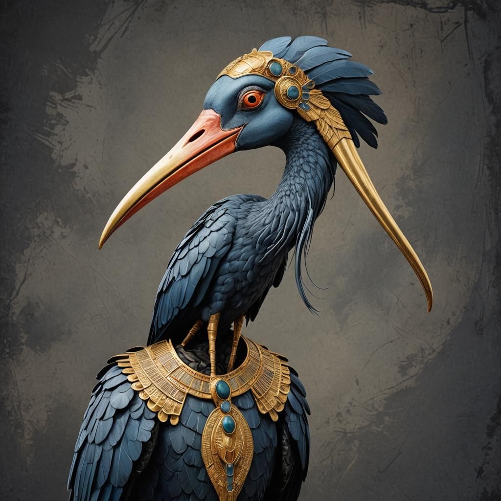 Ibis-Headed Deity in Ancient Egyptian Style