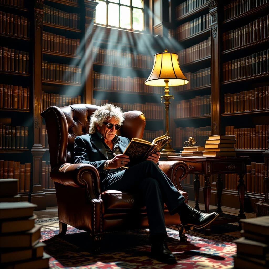 Keith Richards in Victorian Library, Digital Art