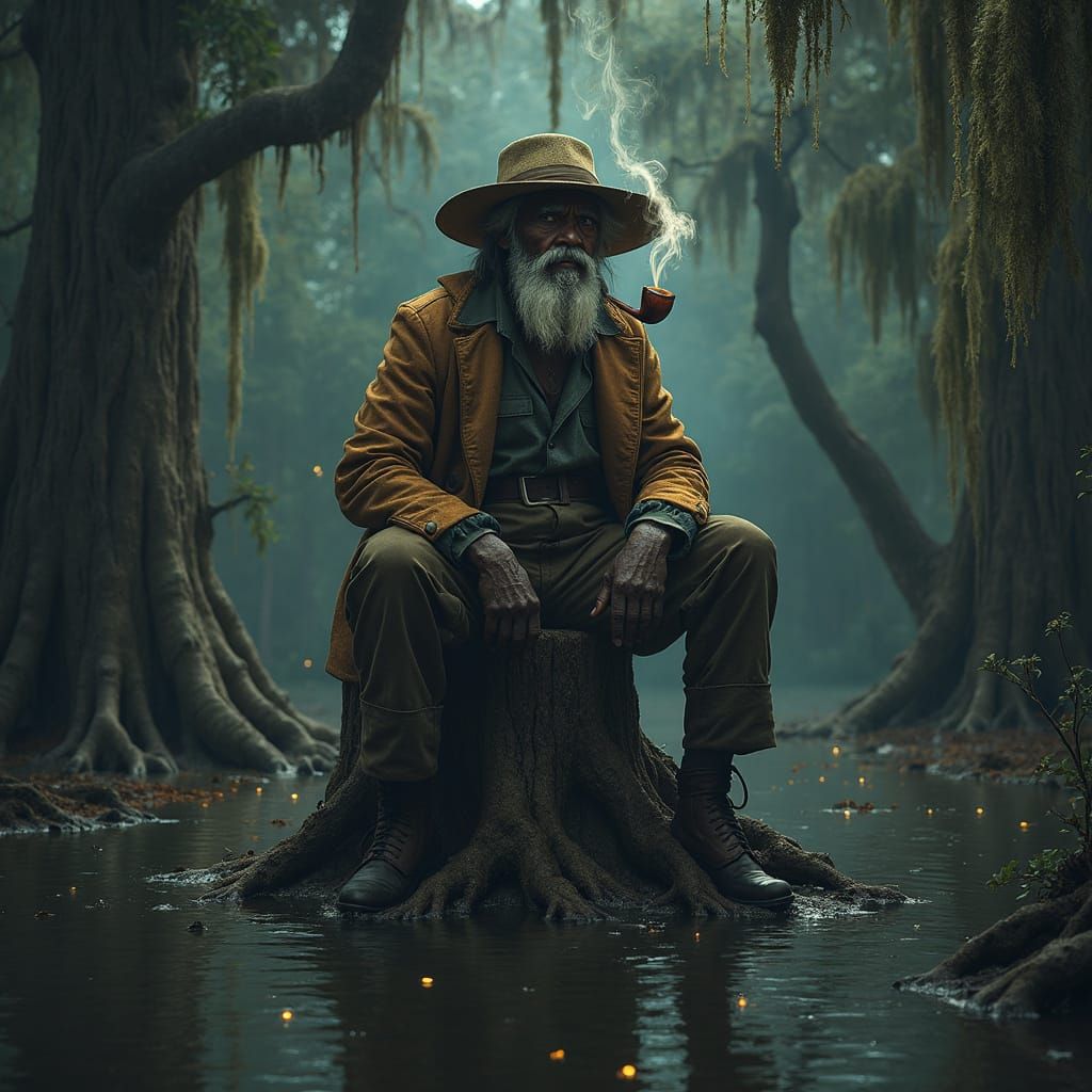 Papa Legba in Southern Gothic Swamp Crossroads