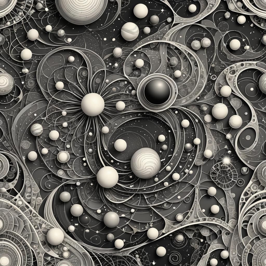 Abstract Solar System with Fractal and Zentangle Elements