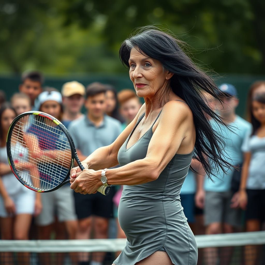 Elderly Transvestite in Tennis Dress, Professional Photograp...