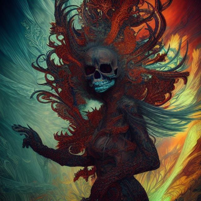 Hyperdetailed Demon with Fractal Iridescence