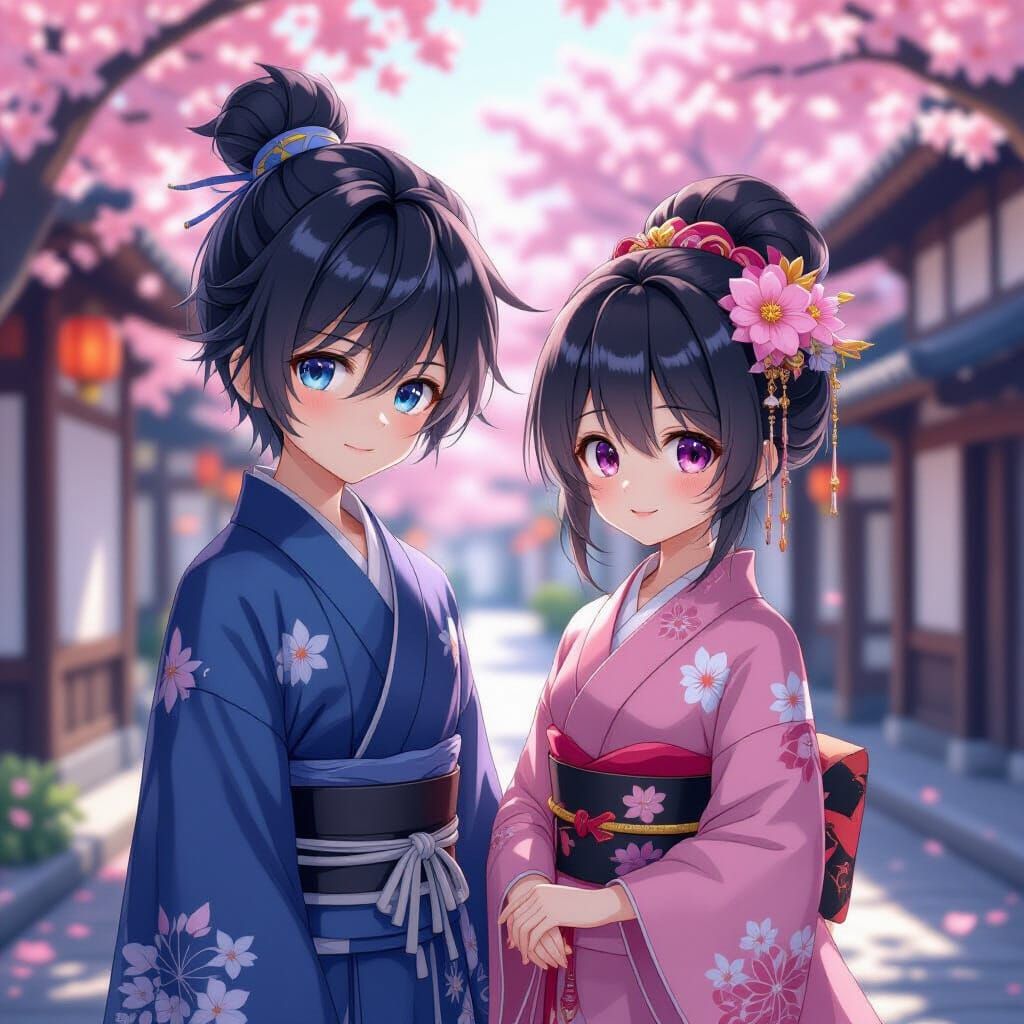Anime Ninja Couple in 3D Style