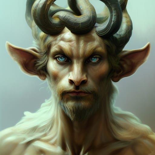 Detailed Satyr Portrait in Art Nouveau Style