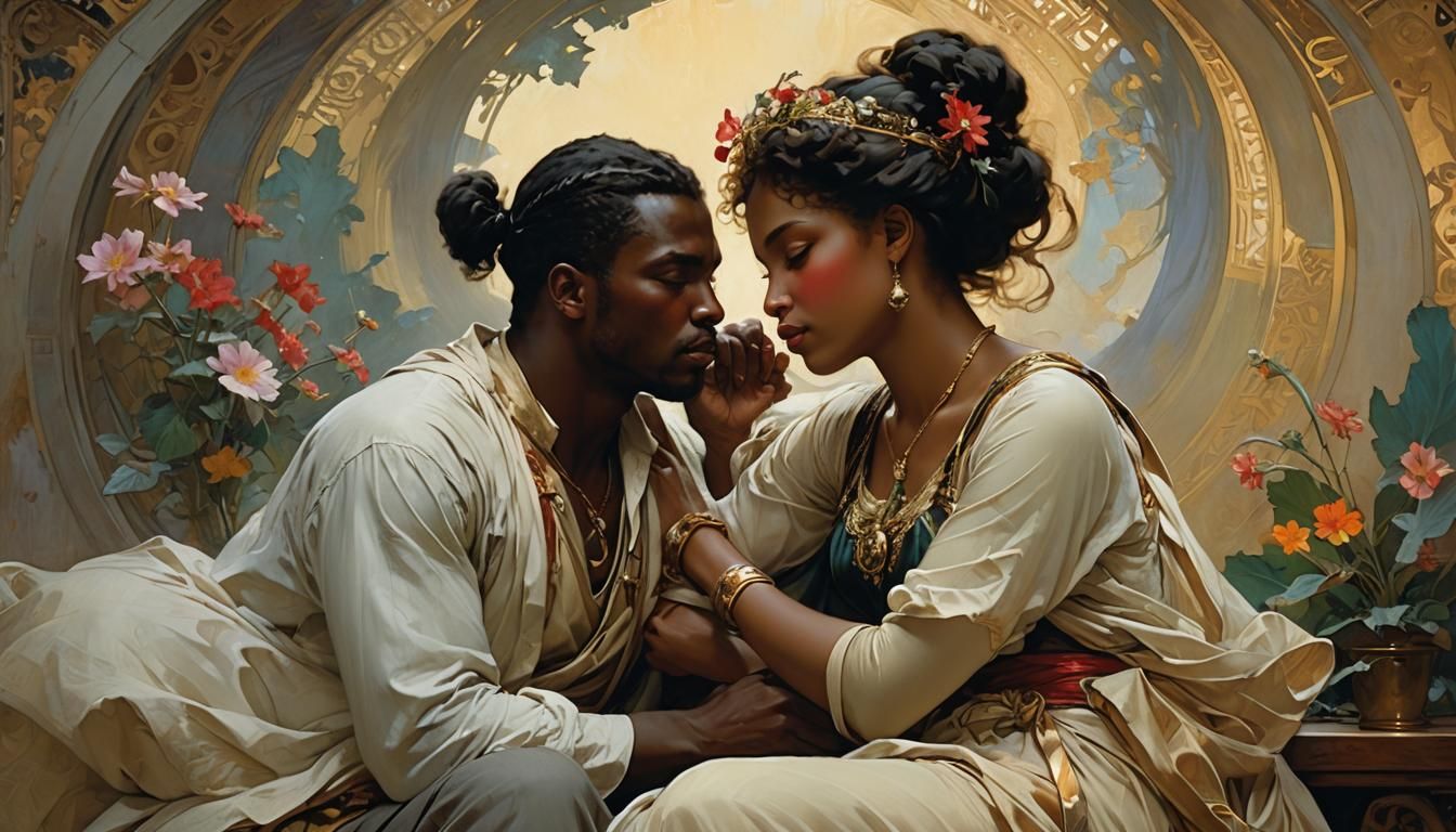 Romantic Tenderness: An Art Nouveau Masterpiece