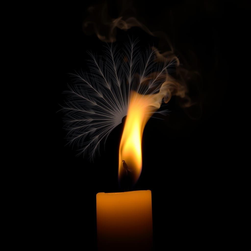 Surreal Peacock Silhouette in Candle Smoke