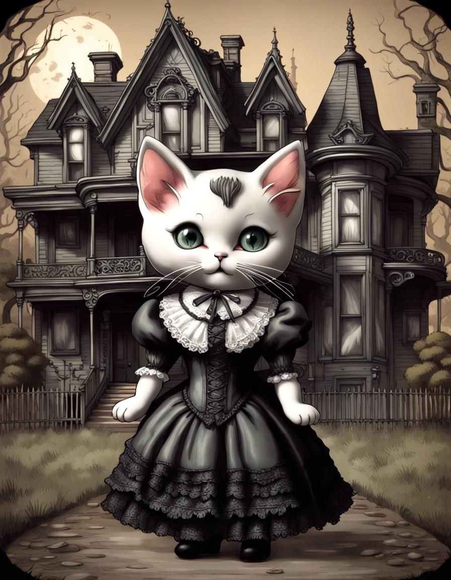 Victorian Kitten in Gothic Rutkowski Style
