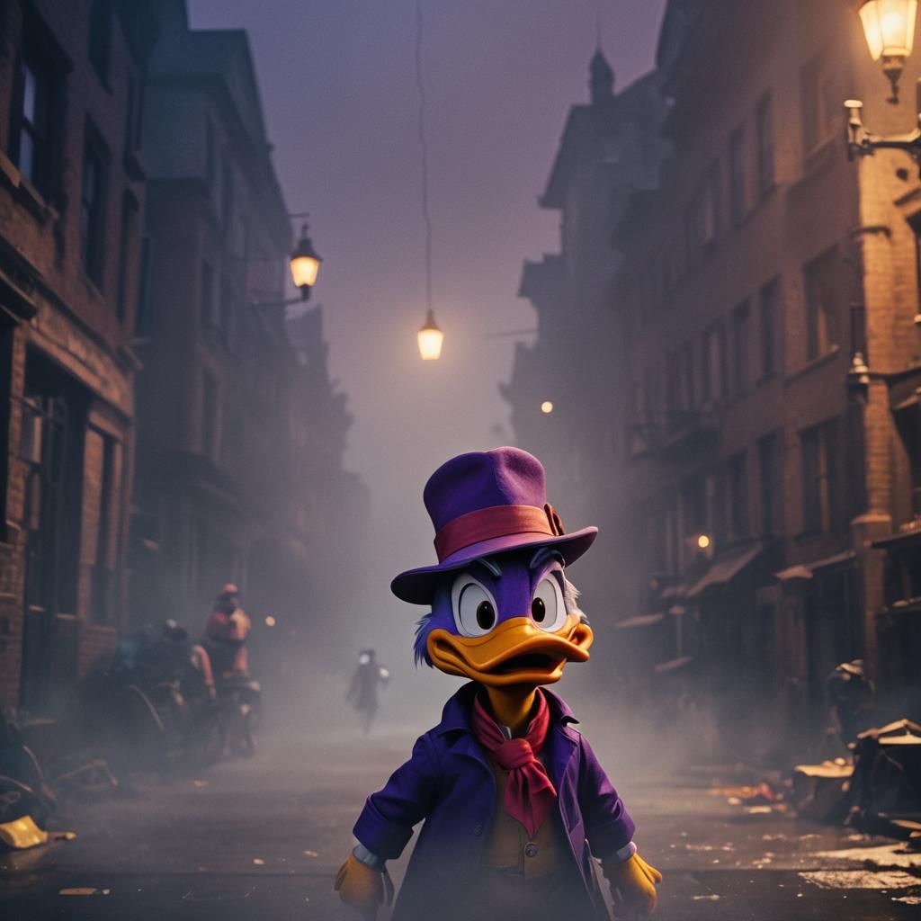 Cinematic Film Still of Darkwing Duck
