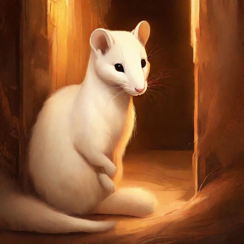 Ermine in Hidden Chamber: Whimsical Illustration