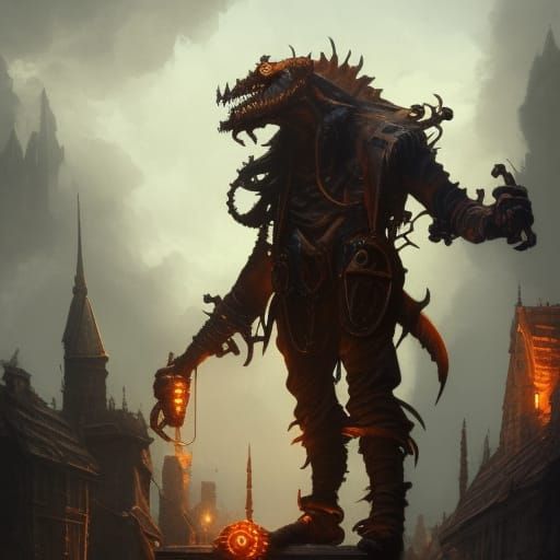 Steampunk Hobgoblin in Dark Fantasy Style