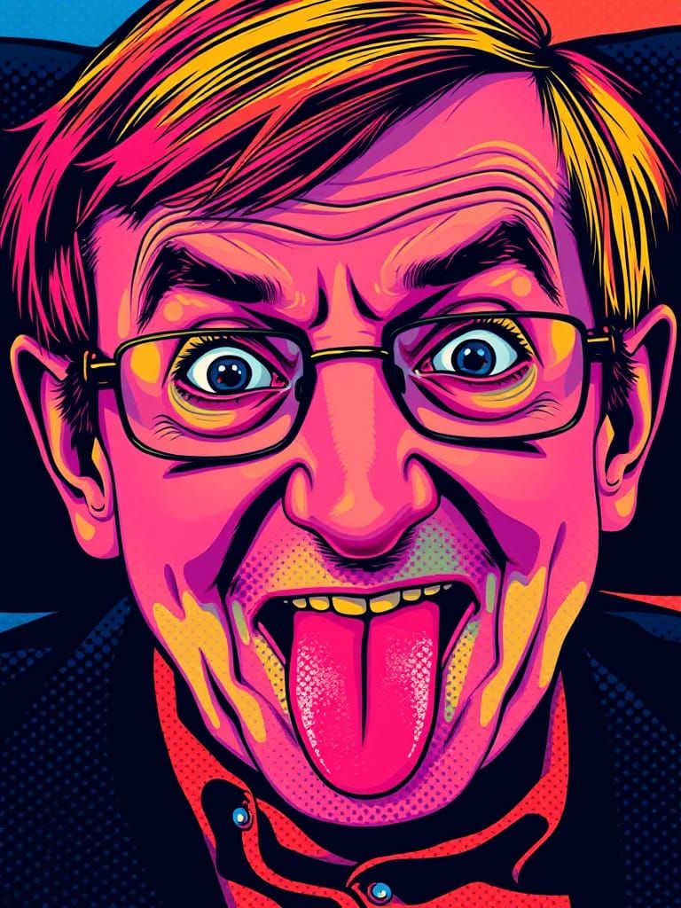 Playful Genius: Pop Art Portrait of Stephen Hawking
