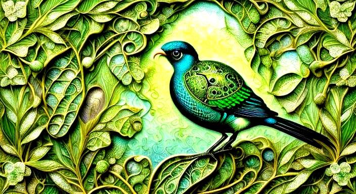 Kiwi Bird Zentangle Illustration with Decorative Elements