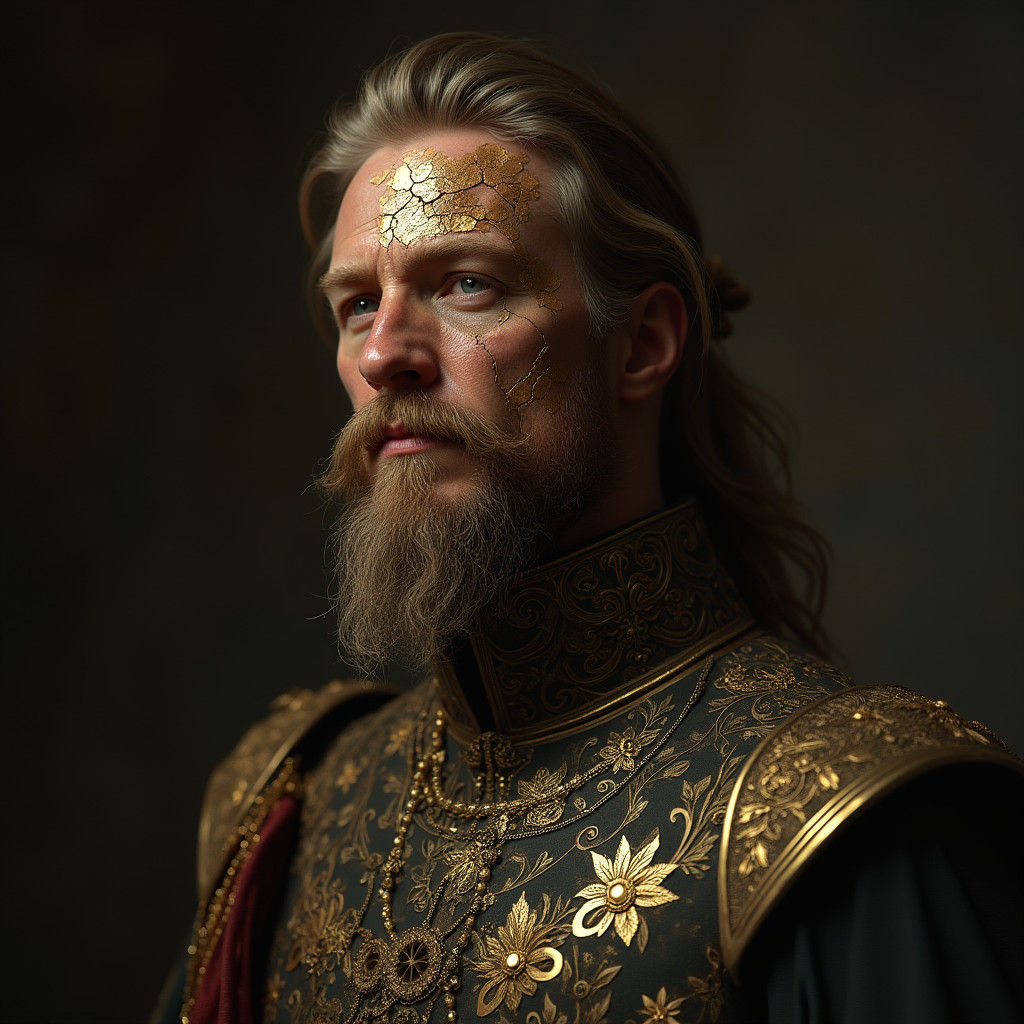 Kintsugi Man in Baroque Style, Cinematic Masterpiece