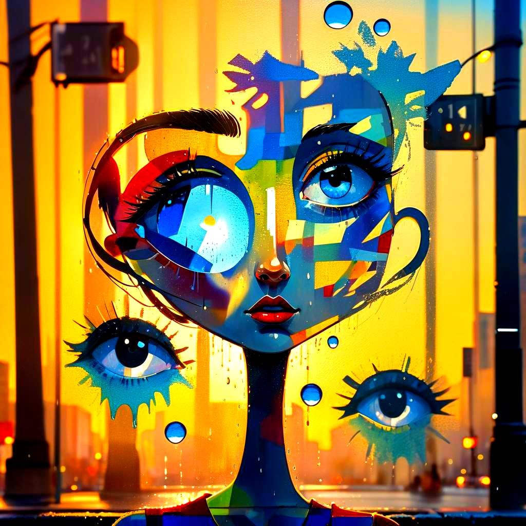 Pop Art: Crying Woman at Sunrise