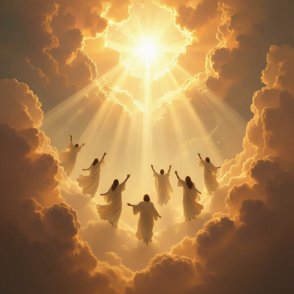 Divine Ascension in Golden Light: Epic Fantasy Art