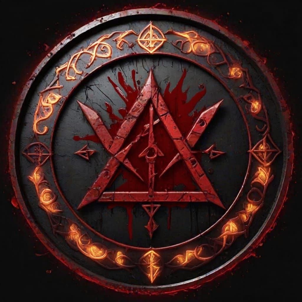 The Crimson Rune Circle of Blood Droplets and Glowing Runes