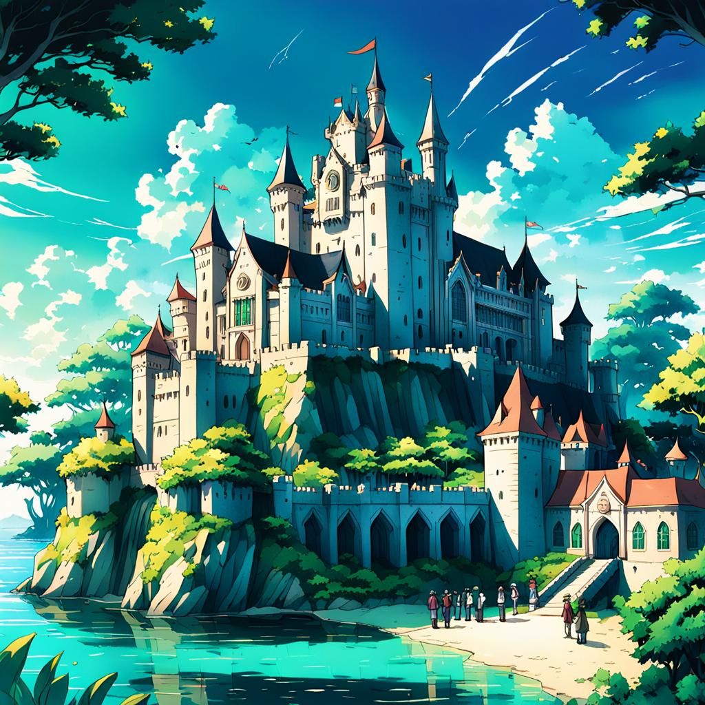 Anime Fantasy Castle School on Island