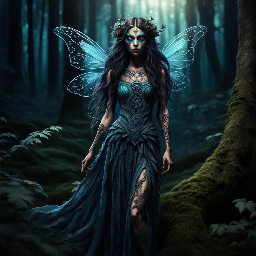 Mystical Faerie in Dark Fantasy Forest
