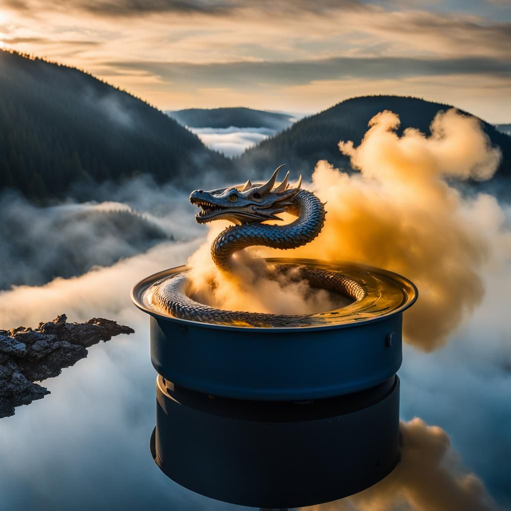 Smoky Cloud Dragon Whirlpool in Ultra-Realistic Photo