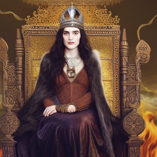 Young Queen on Throne: Matte Painting