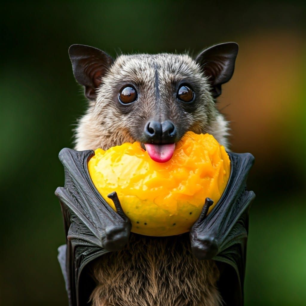 Realistic Fruit bat with mango