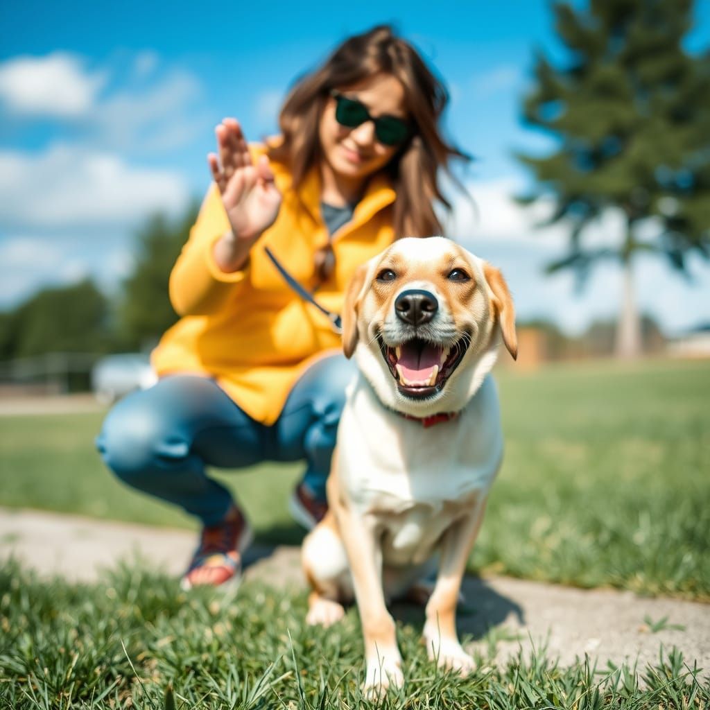 Loyal Dog Obeying Owner's Command