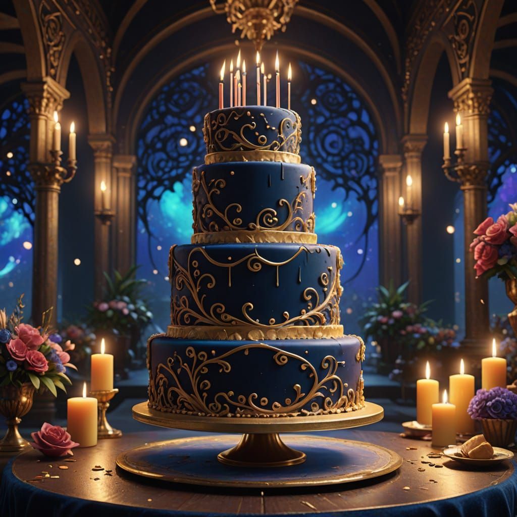 Surreal Birthday Celebration in Fantasy Art Style