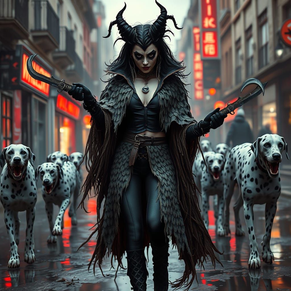 Cyberpunk Cruella de Vil Hunts Ruined London