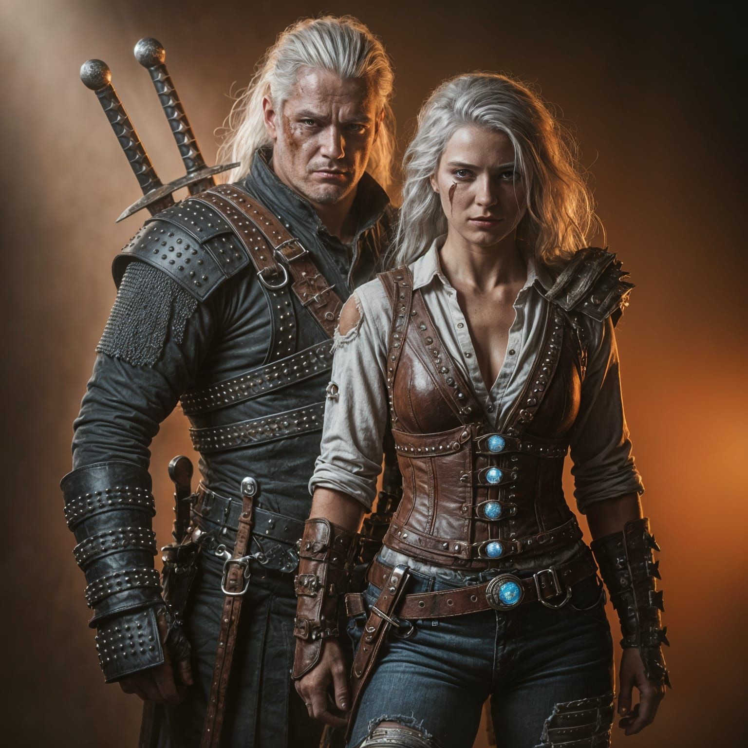 Battle-Hardened Warriors in Dramatic Dark Fantasy Portrait