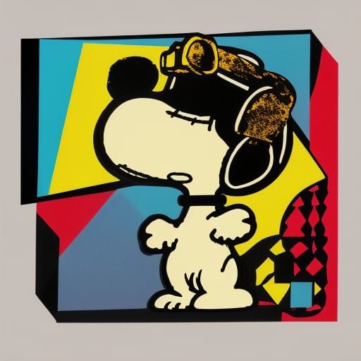 Snoopy Pop Art in Geometric Bauhaus Style