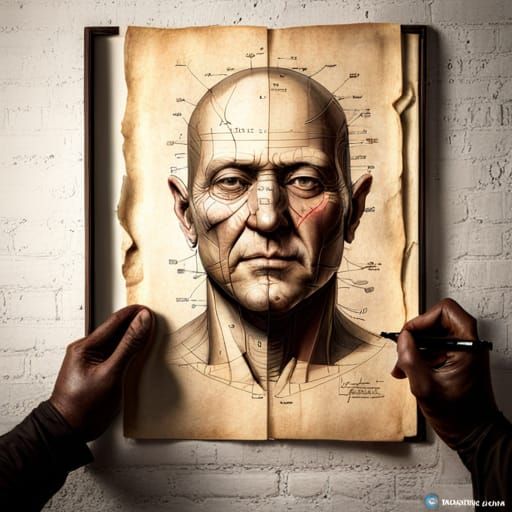 Cyborg Observes Face: Scientific Schematic Diagram