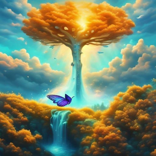 Surreal Fool Tarot Card at Cliff Edge in Dreamlike Style