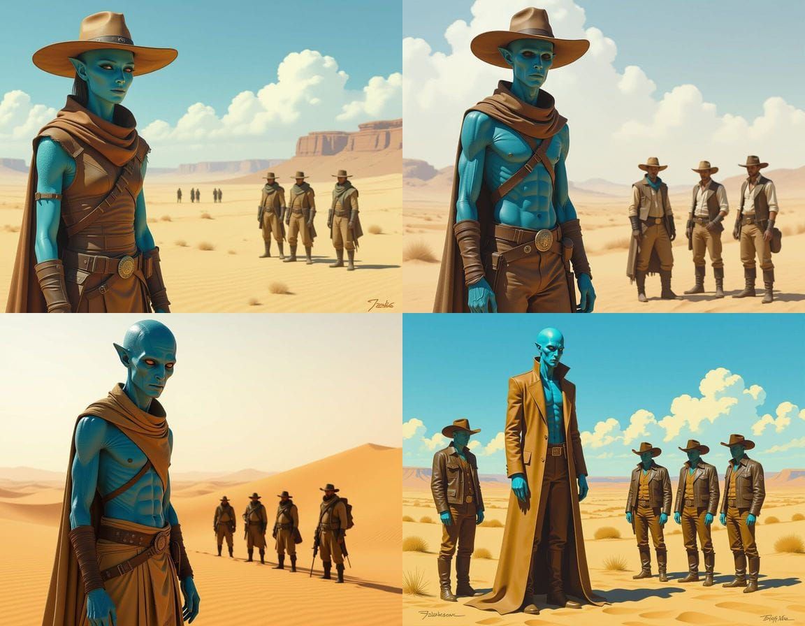 Gobi Desert: Blue-Skinned Humanoid Encounter