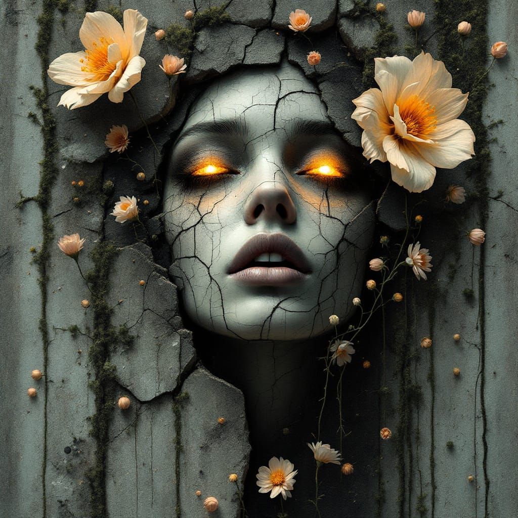 Surreal Fragmented Portrait of a Mysterious Woman