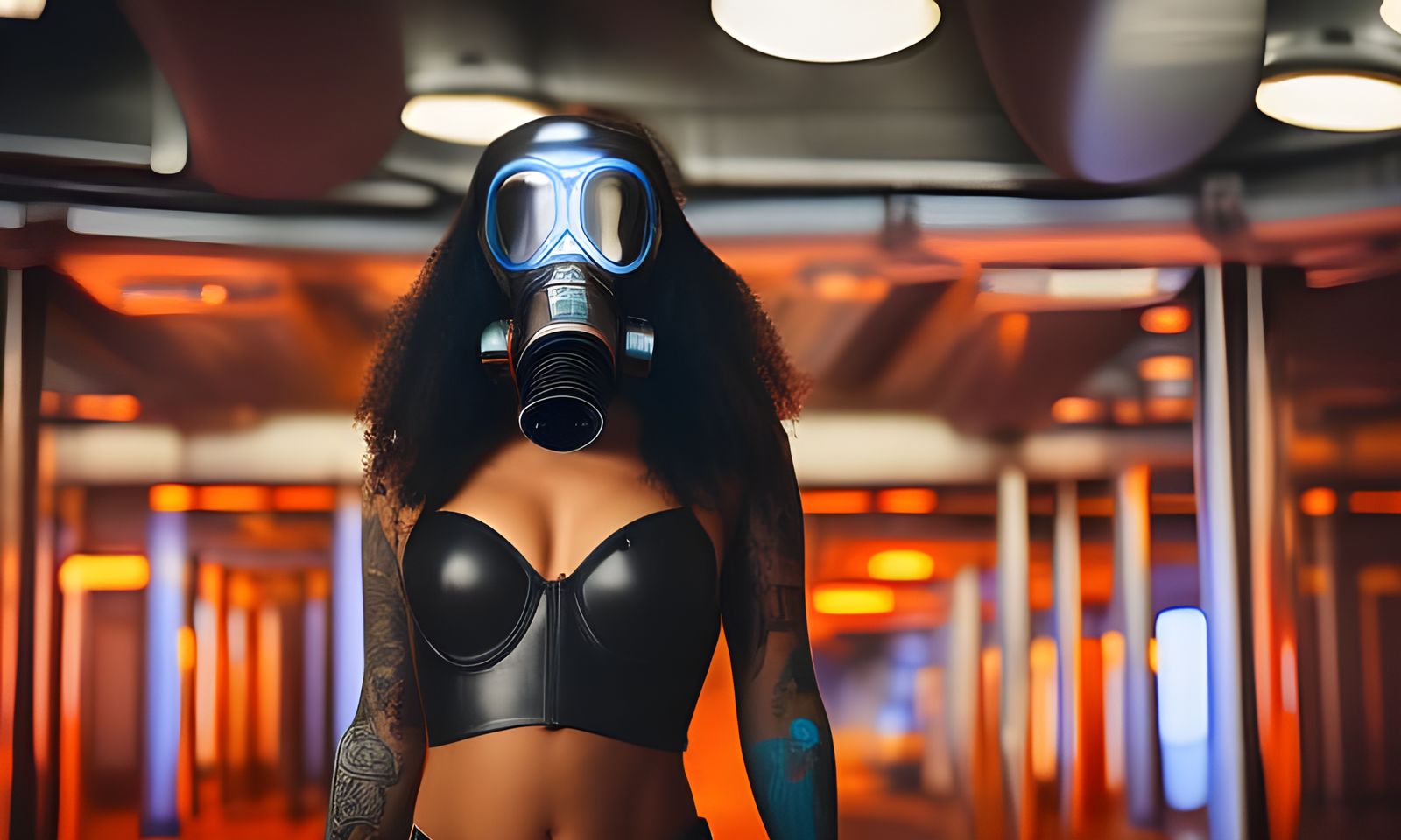 Sci-Fi Gas Mask Portrait in Cyberpunk Style