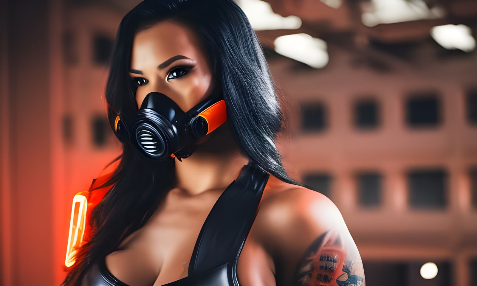 Sci-Fi Gas Mask Portrait in Cyberpunk Style