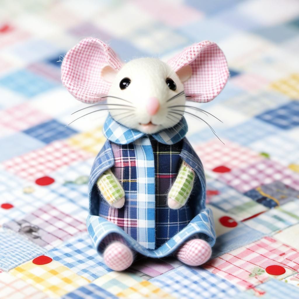 Hyperrealistic Chibi Patchwork Mice Photograph