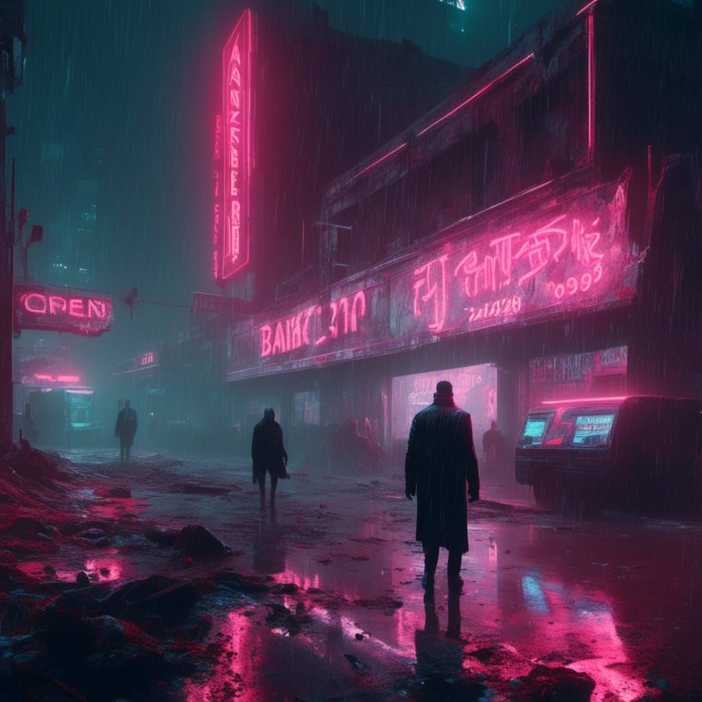 Cyberpunk Bank Robbery in Neon Daylight