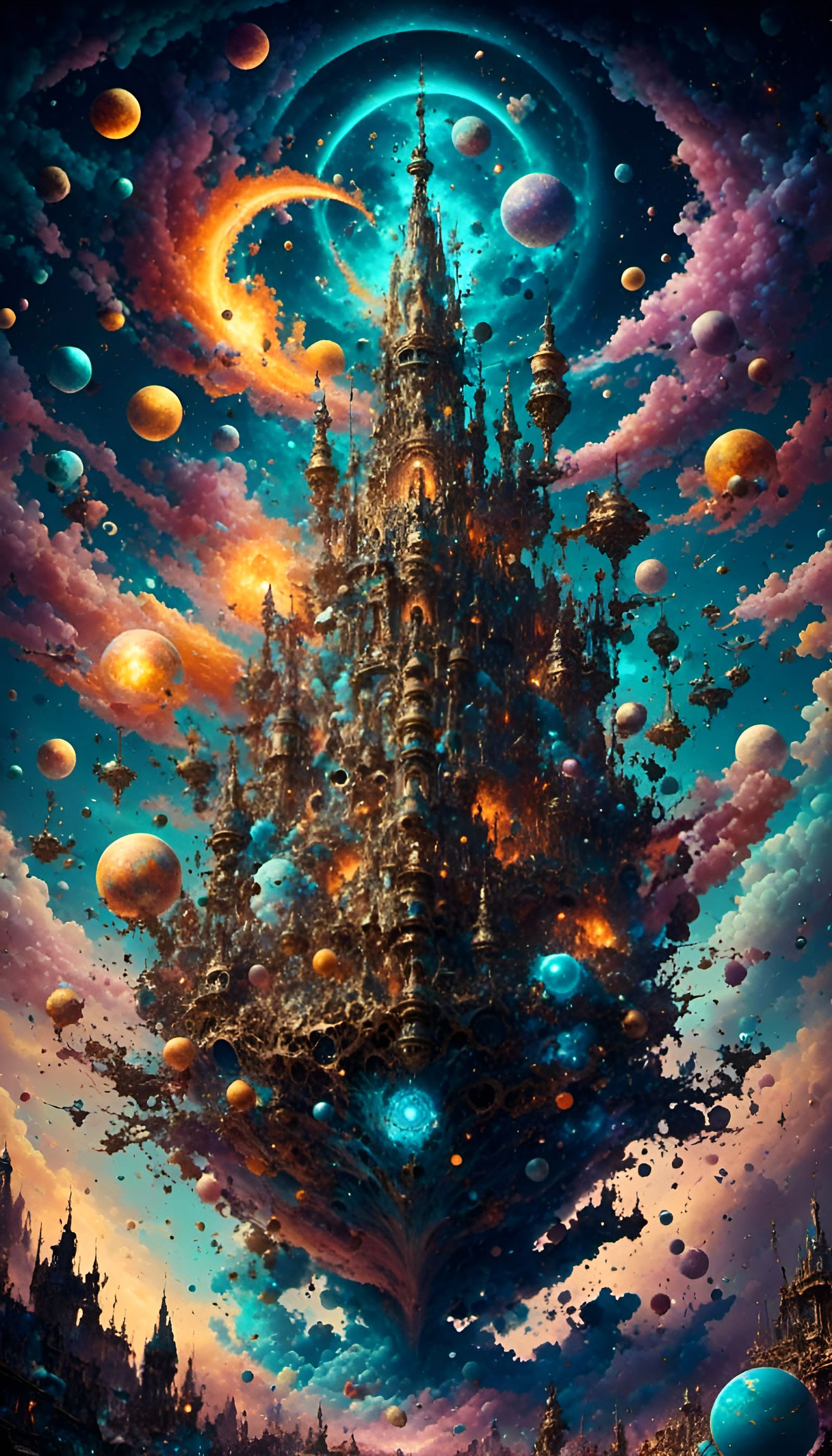 Holographic Cosmic Traveler in Astral Illustration