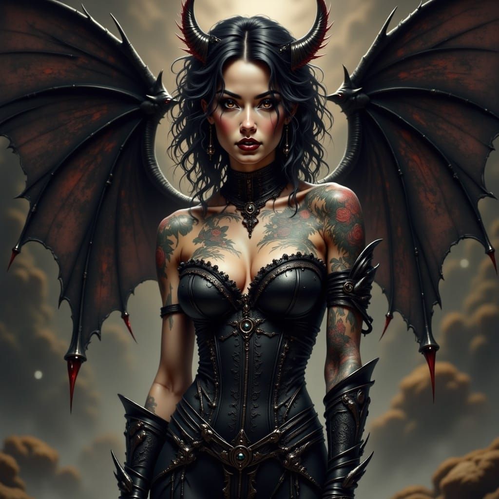 Gothic Enchantress with Metallic Claws Digital Art