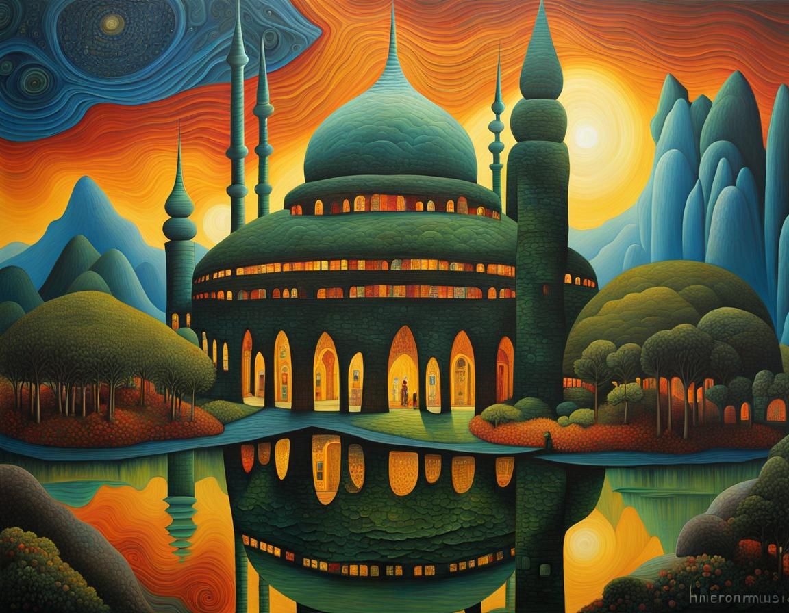 Mystic Mosque Inspired by Hundertwasser and Bosch