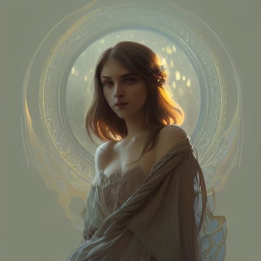 Daffodil Lady Portrait in Art Nouveau Style